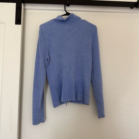 Vintage Talbots Sweater Size Large Periwinkle Purple  Soft Jacket Zip Y2K 90s - Picture 2 of 6